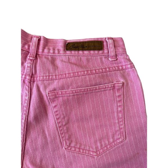 Bill Blass Pink White Pin Striped Jean Shorts Women's Size 8 High Waisted Short - Picture 5 of 7